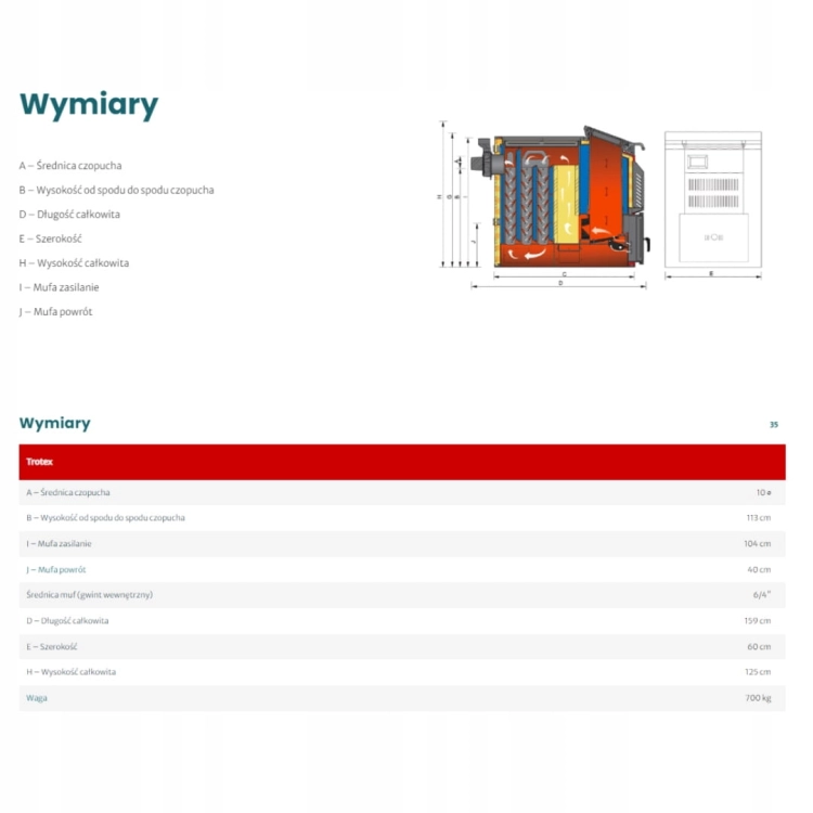 Piec Zgazowujący Drewno 35 kW Kołton Trotex