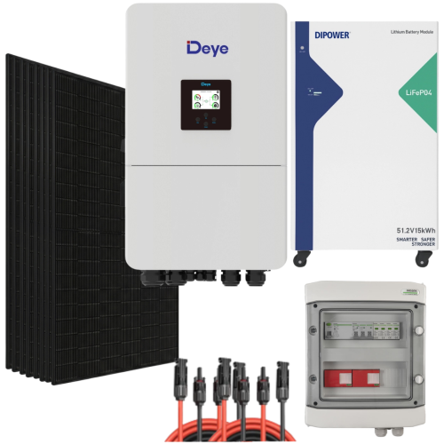 Zestaw fotowoltaiczny Deye 20 kW z magazynem DiPower 16,08 kWh, panelami Ja Solar, skrzynką rozdzielczą Noark i przewodami solarnymi MC4
