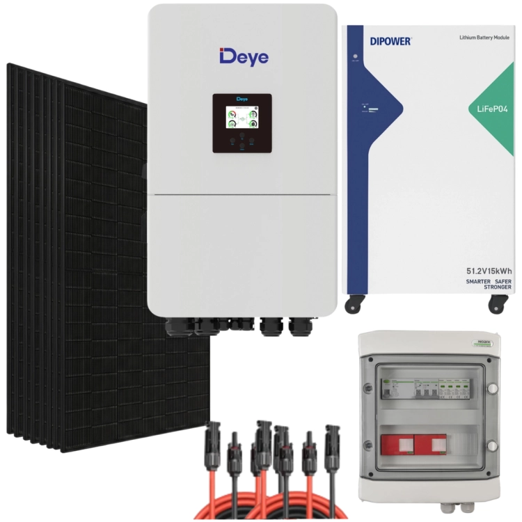 Zestaw fotowoltaiczny Deye 20 kW z magazynem DiPower 16,08 kWh, panelami Ja Solar, skrzynką rozdzielczą Noark i przewodami solarnymi MC4