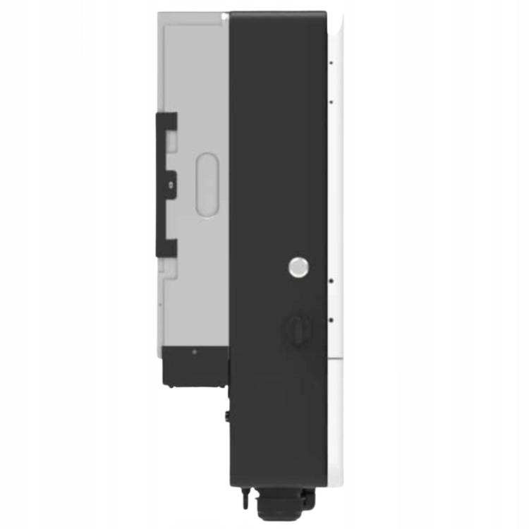 Falownik hybrydowy Deye SUN-12K-SG05LP3 - widok z boku pokazujacy glebokosc obudowy i radiator